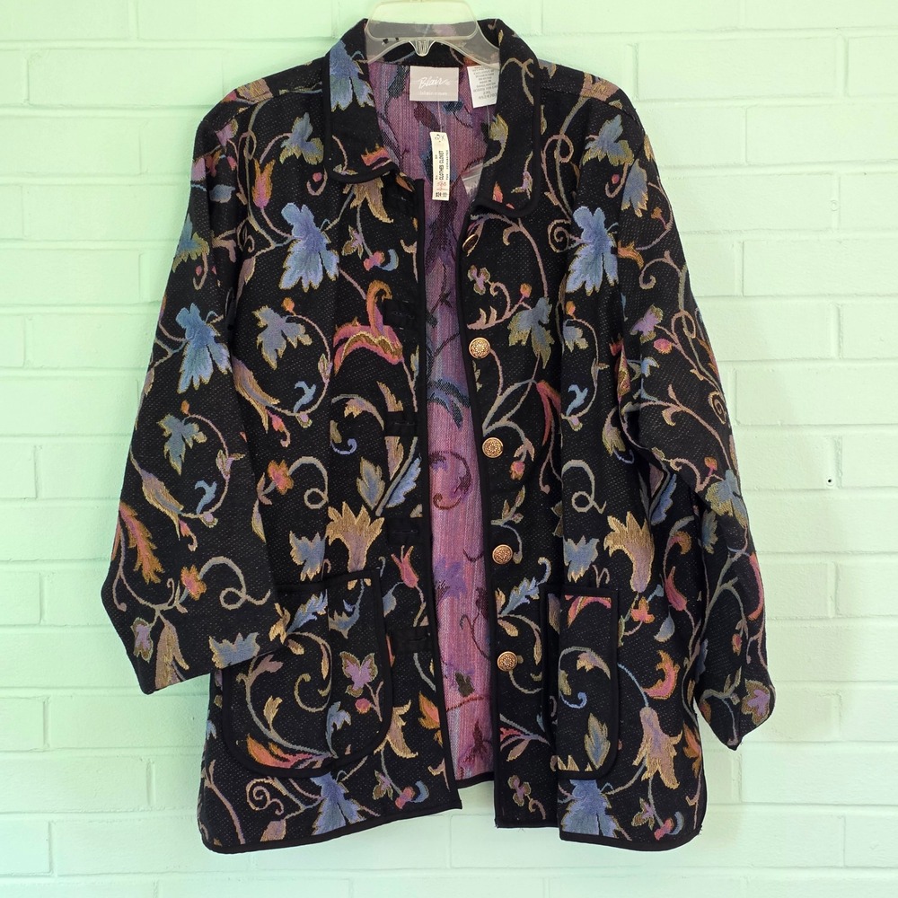 Vtg NWT Blair Floral Tapestry Jacket Womens 2XL Woven Button Up Cardigan jacket